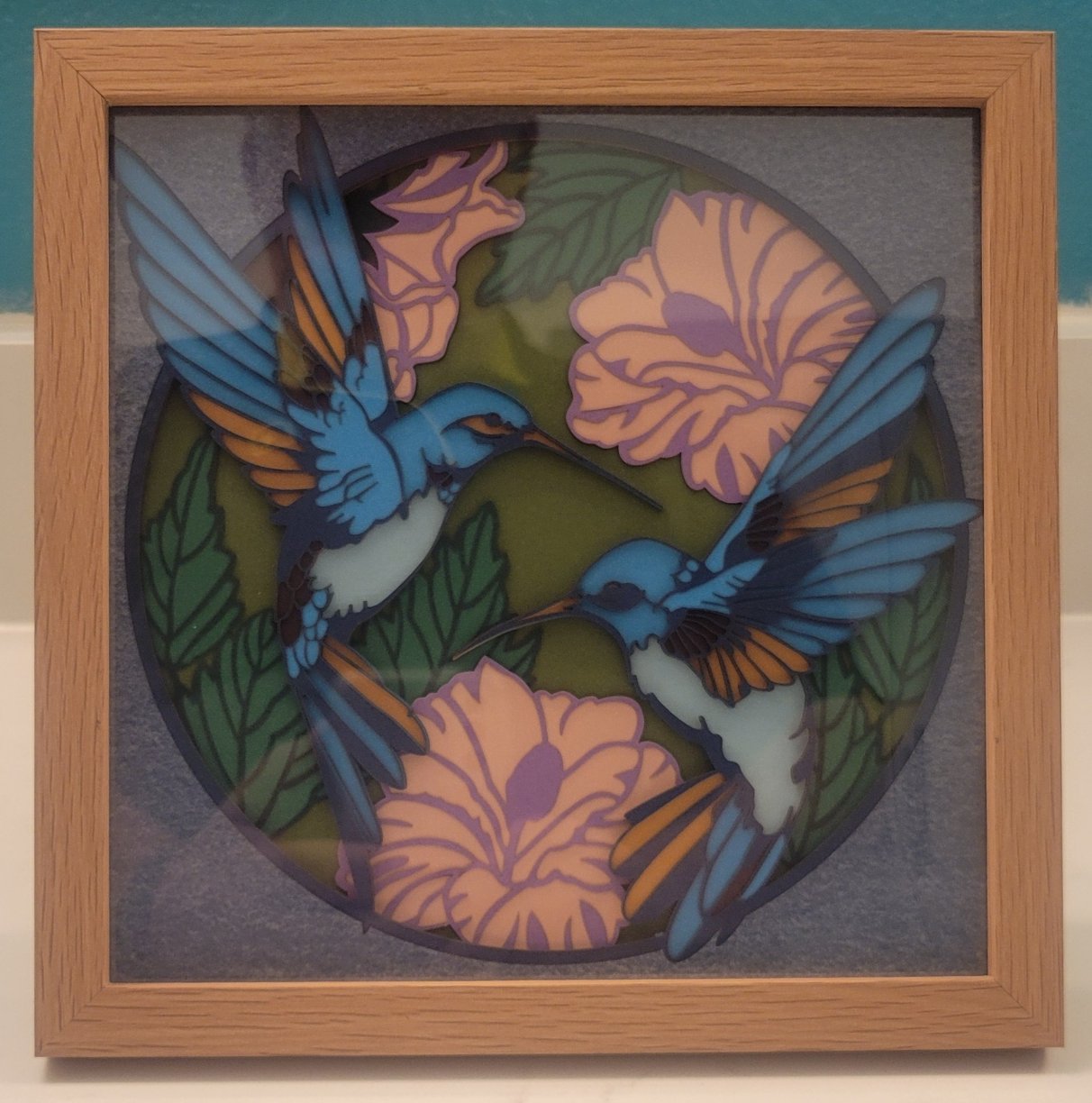 Hummingbird and Hibiscus 3D Shadow Frame