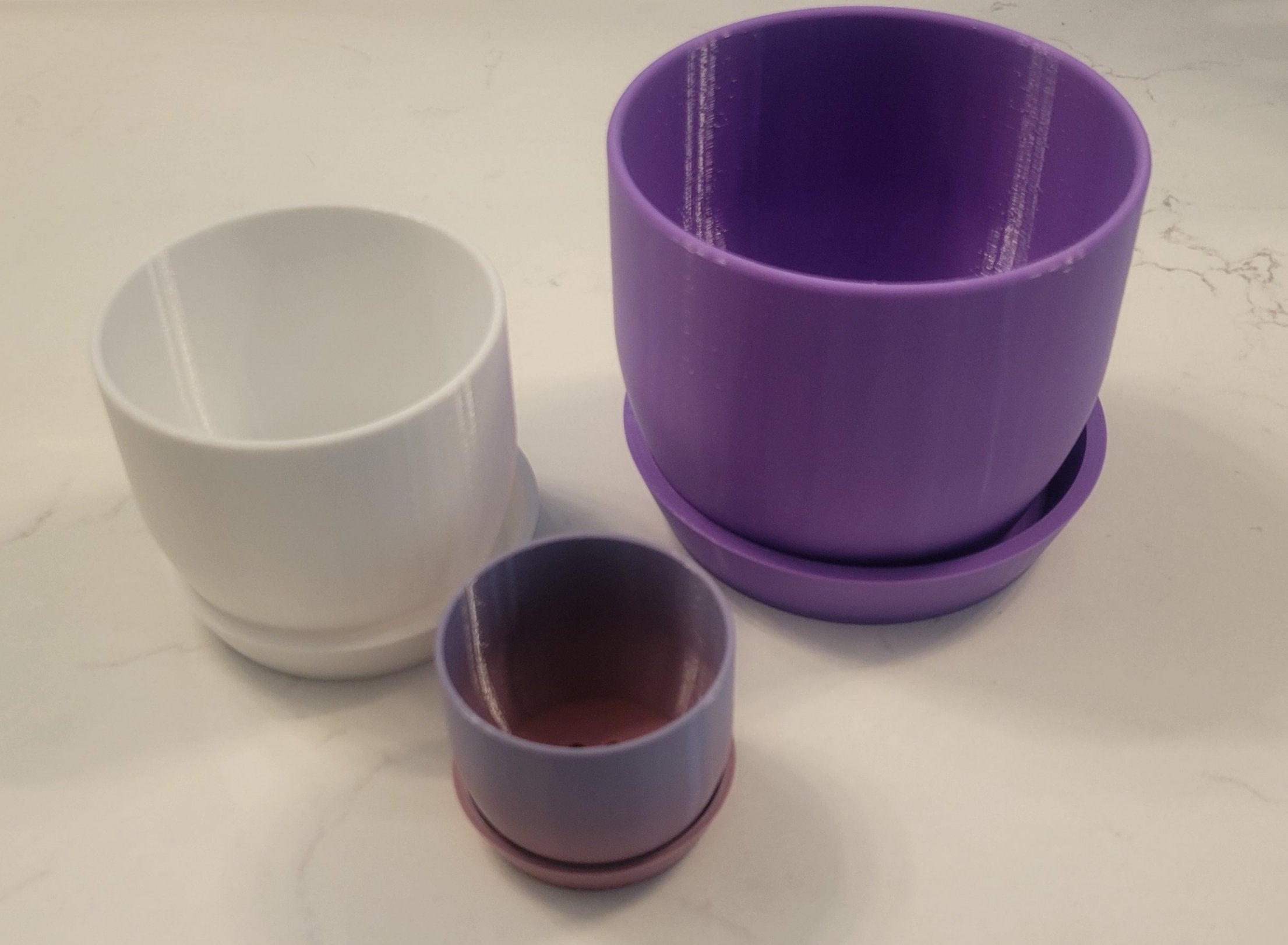 Rounded Plant Pot with Tray - 3D Printed - 3 Sizes