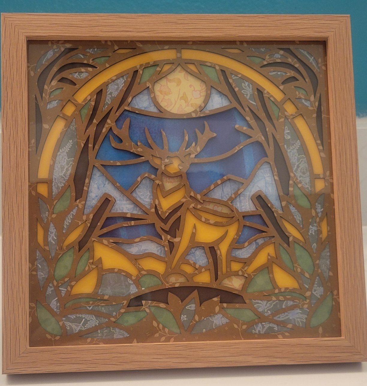 Stained Glass Deer 3D Shadow Frame