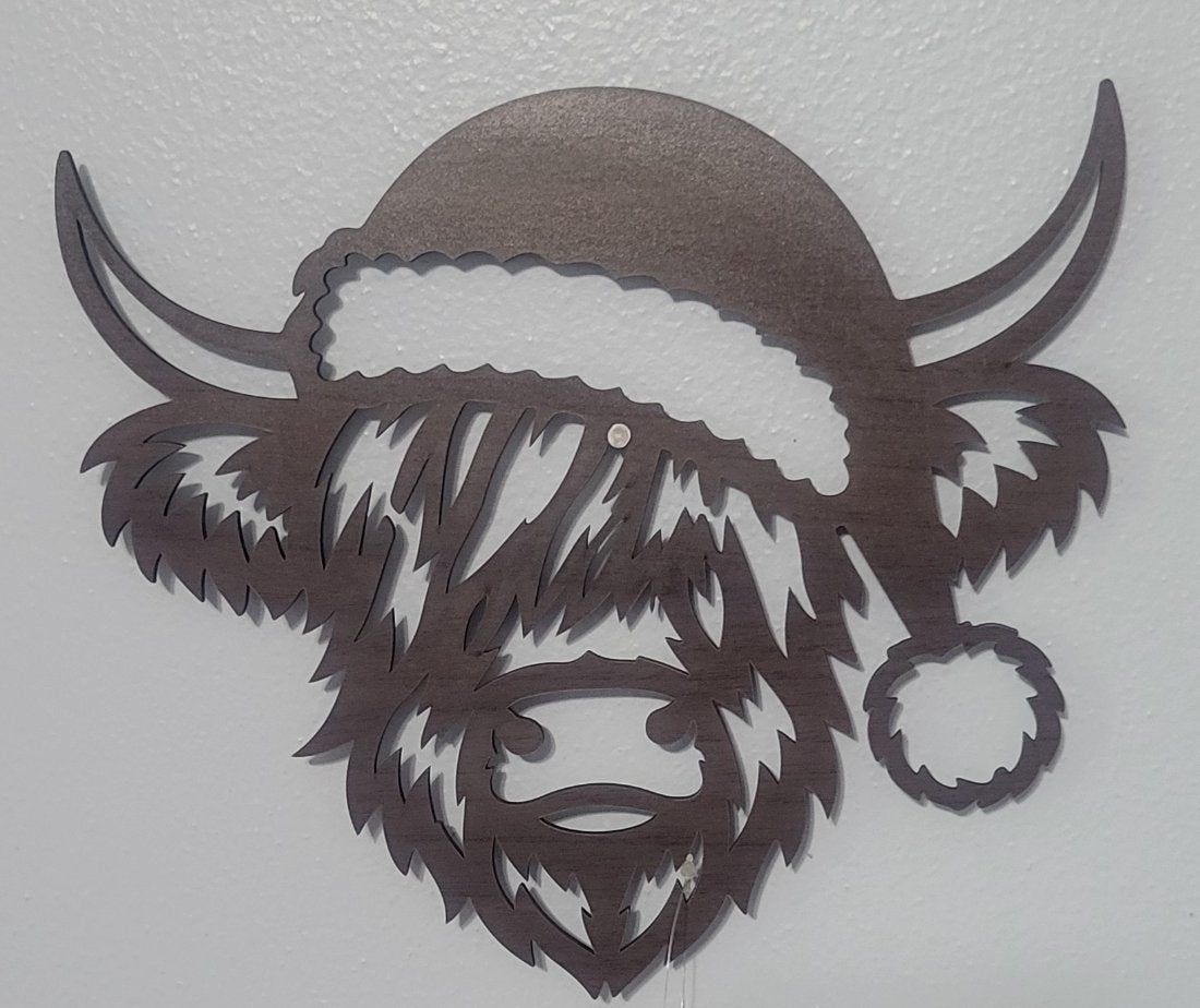 Highland Cow Santa Wall Hanging