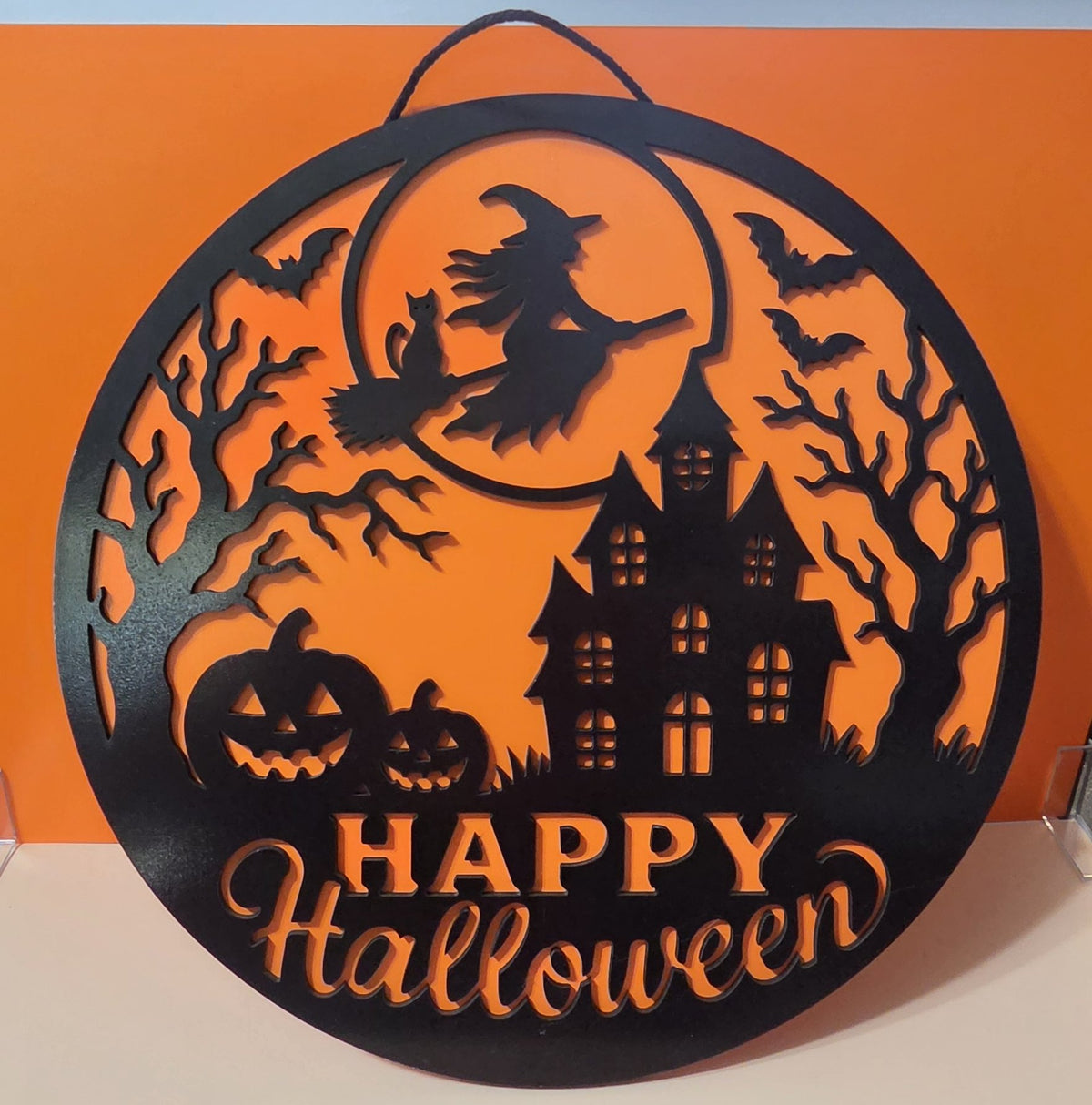 Happy Halloween Two Layer Wooden Door Hanger