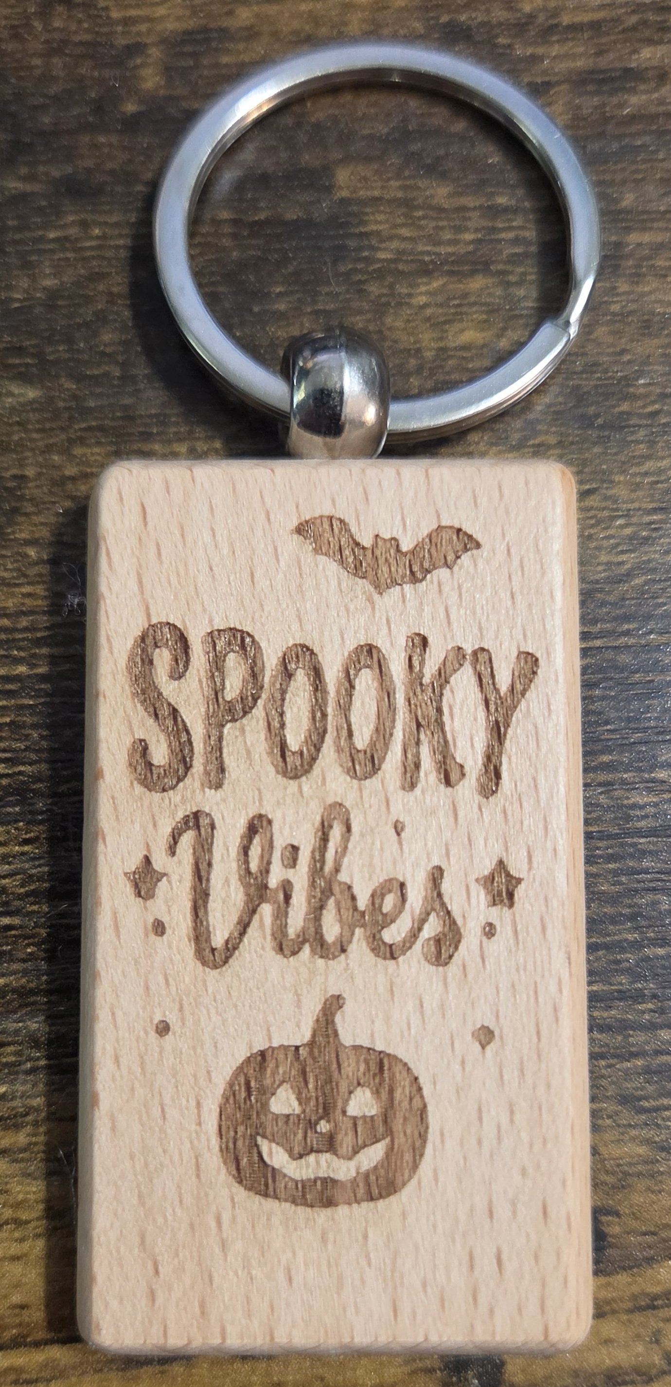 Wooden Halloween Keychain