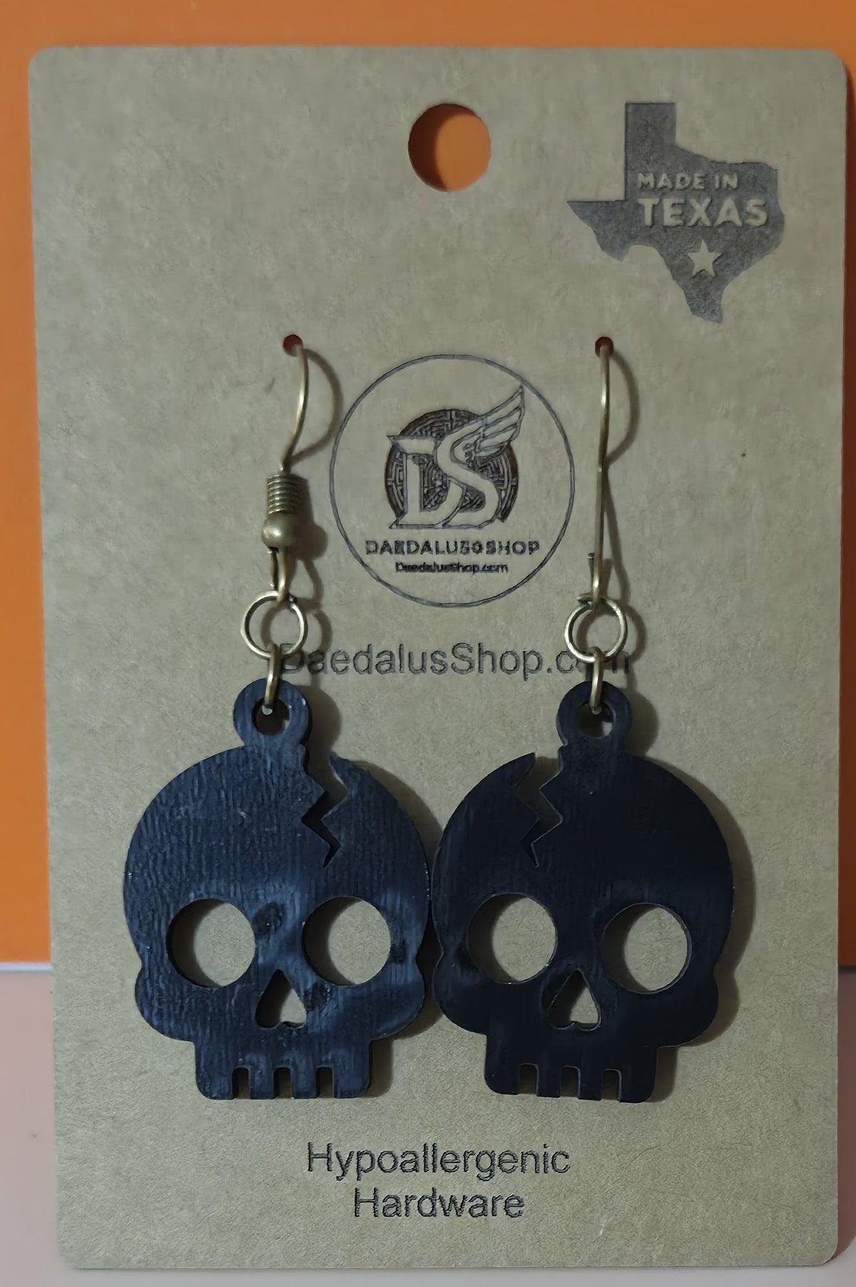 Laser Cut Broken Skull Earrings - 23mm x 31mm