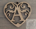 Personalized Initial Heart Keychain in Walnut