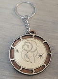 Wooden Two Layer Zodiac Keychain