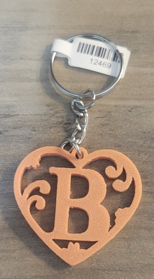 3D Printed Heart Shaped Monogram Keychain - Random Colors