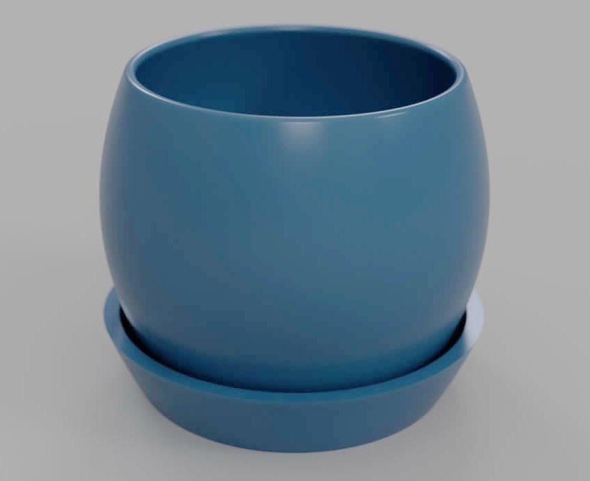 Pot Belly Plant Pot with Tray - 3D Printed