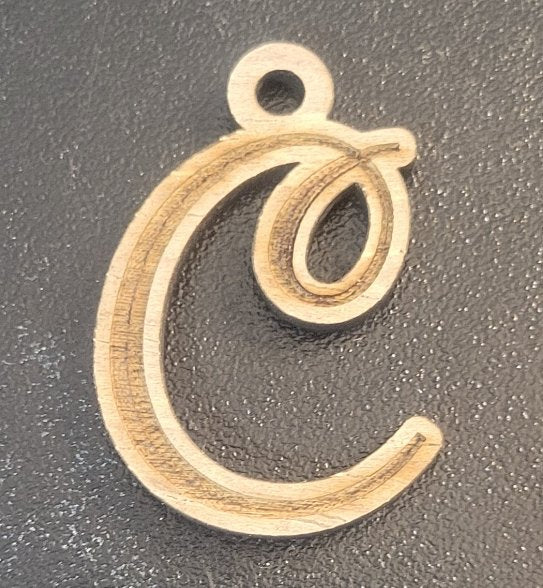 Cursive Walnut Engraved Initial Keychain