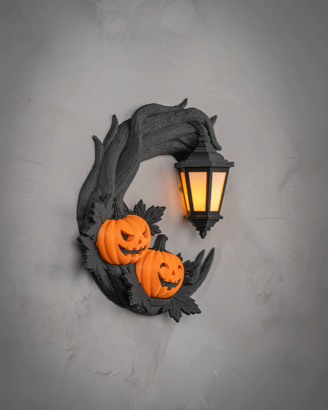 Crescent Halloween Lantern 3D Printed