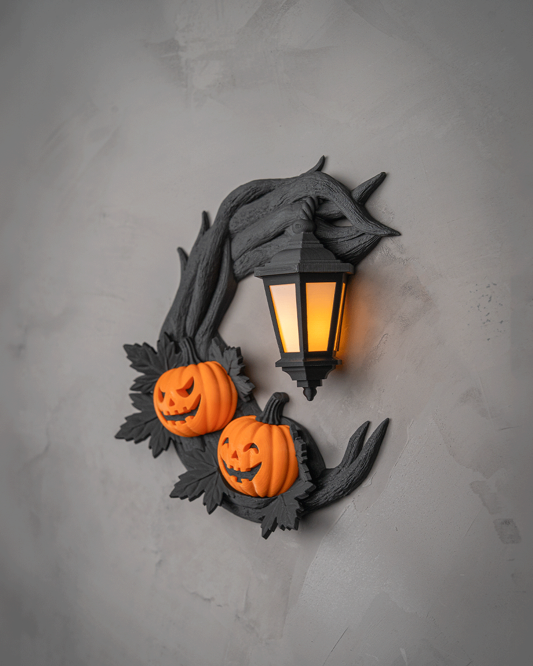 Crescent Halloween Lantern 3D Printed