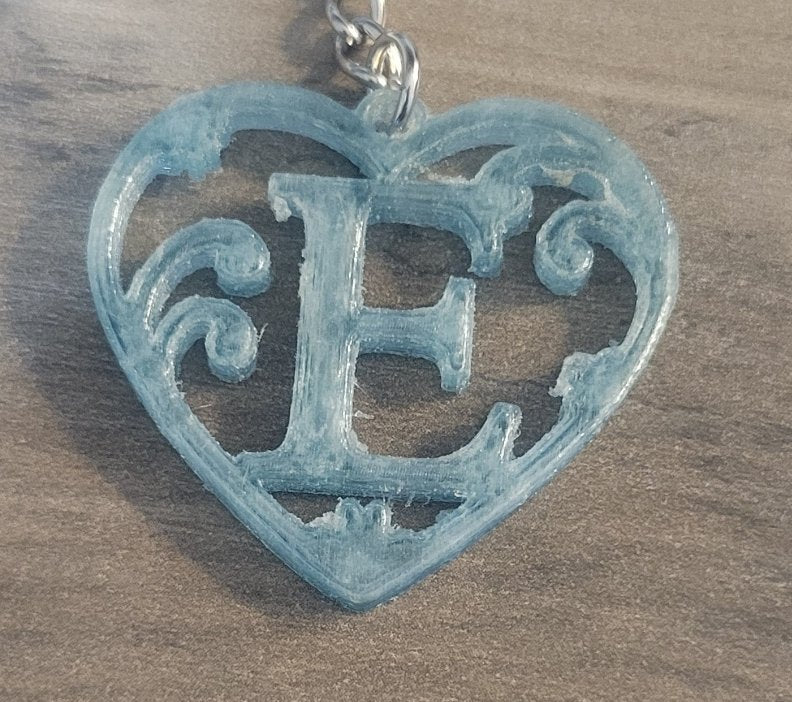 3D Printed Heart Shaped Monogram Keychain - Random Colors
