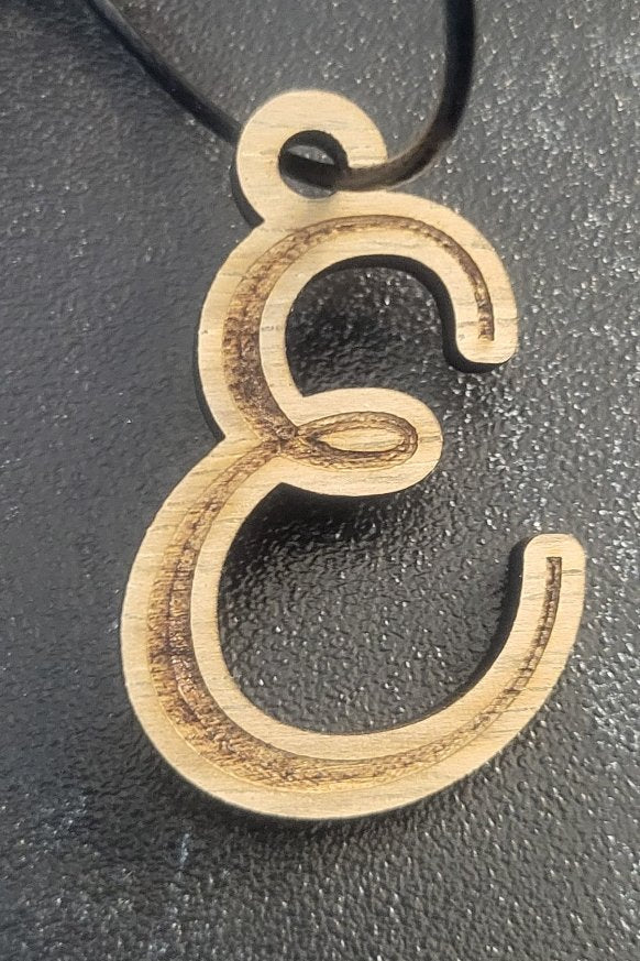 Cursive Walnut Engraved Initial Keychain