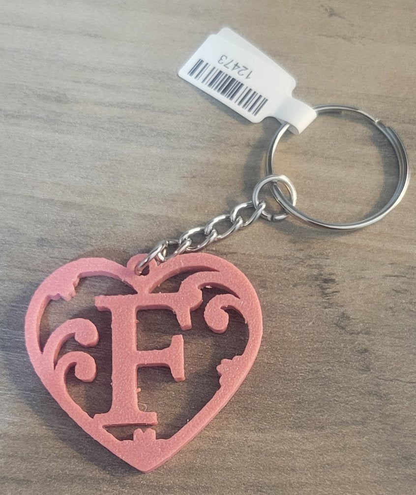 3D Printed Heart Shaped Monogram Keychain - Random Colors