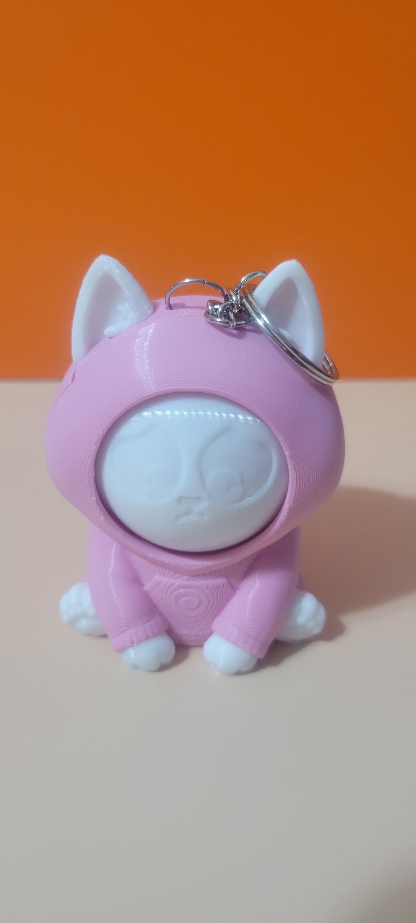 Hoodie Cat 3 Faced Mood Flipper Key Chain