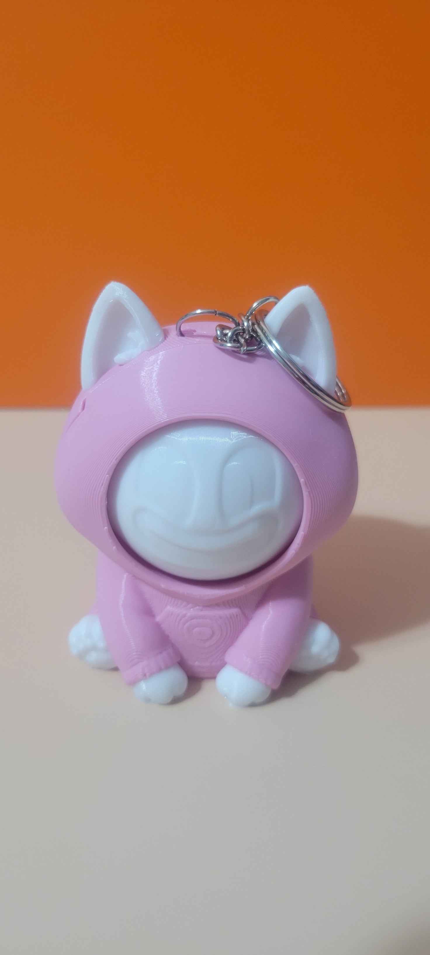 Hoodie Cat 3 Faced Mood Flipper Key Chain