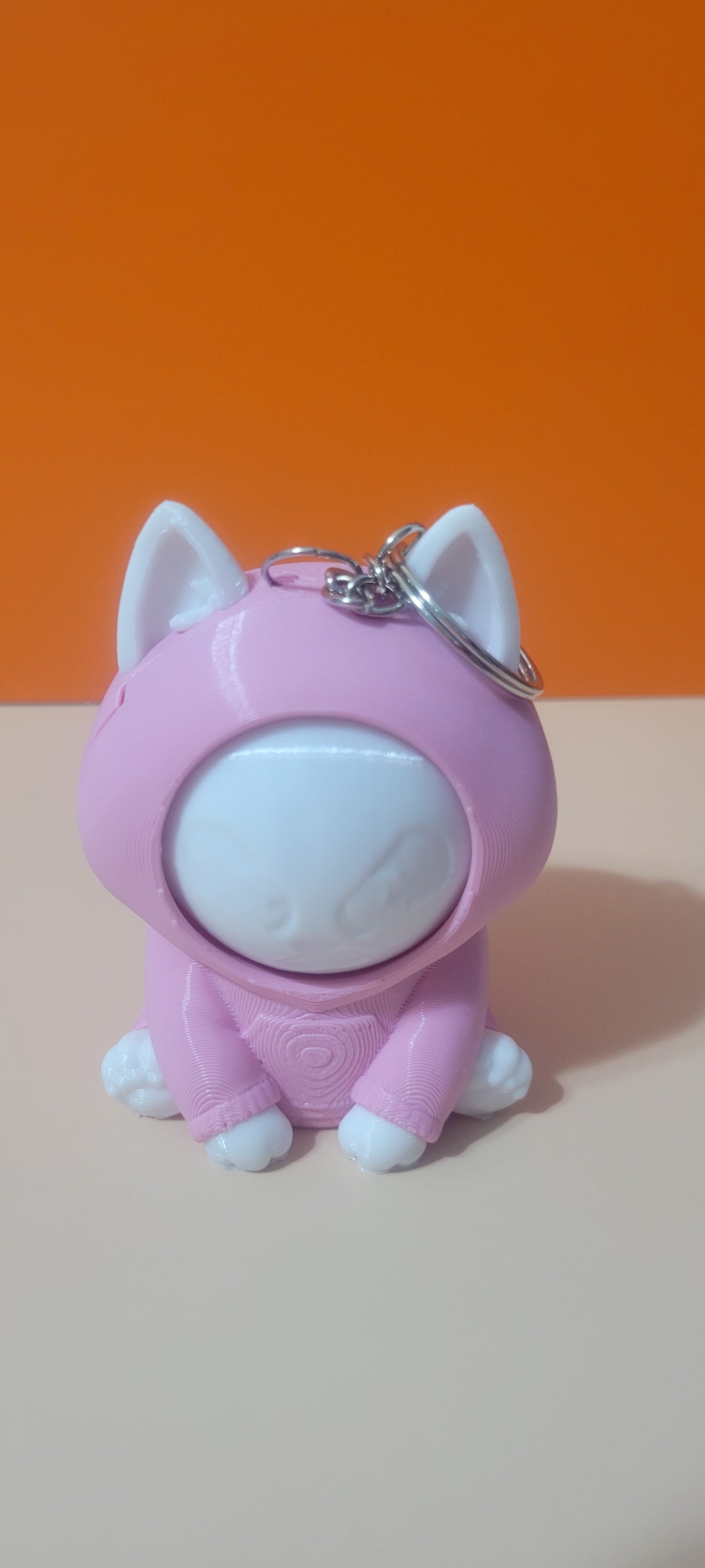 Hoodie Cat 3 Faced Mood Flipper Key Chain