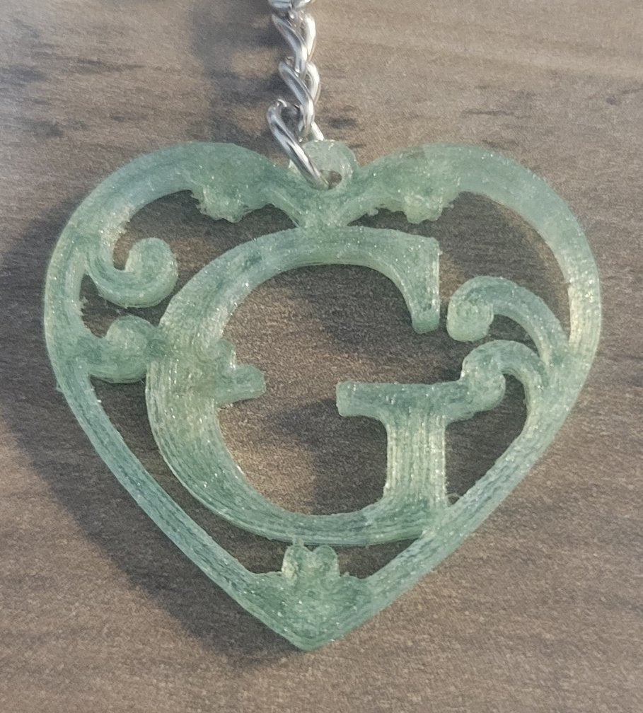 3D Printed Heart Shaped Monogram Keychain - Random Colors