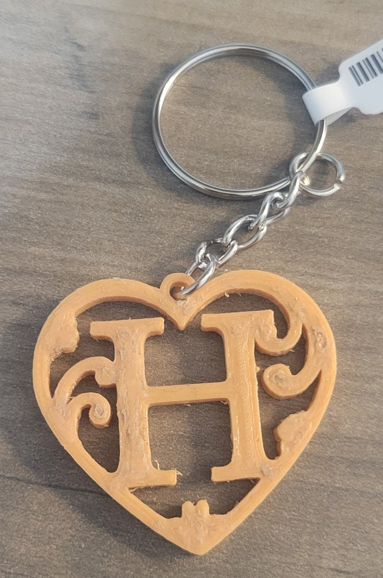 3D Printed Heart Shaped Monogram Keychain - Random Colors