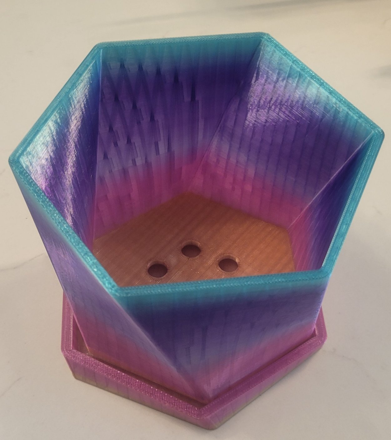 Hexagonal Twisted 3D Printed Pot