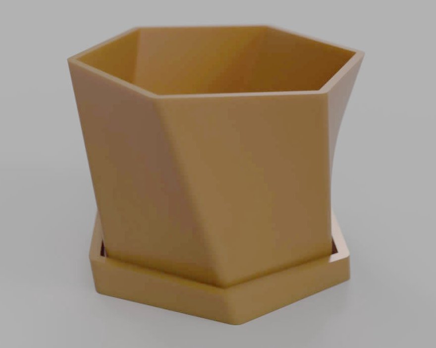Hexagonal Twisted 3D Printed Pot
