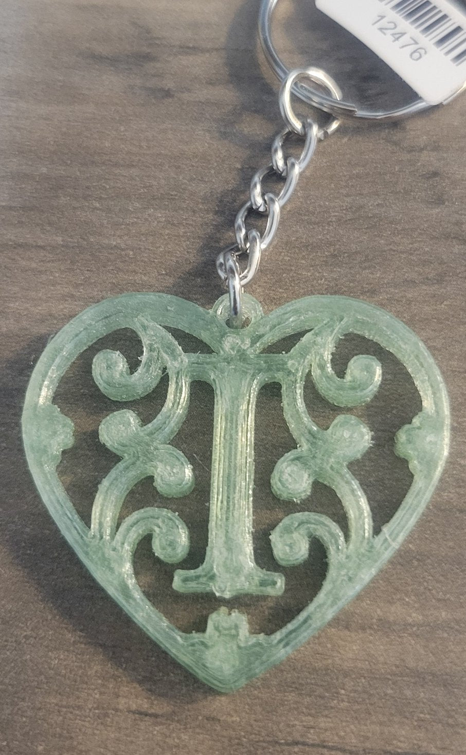 3D Printed Heart Shaped Monogram Keychain - Random Colors  Heart ♠️ keychain in m0n0gram print 🥰 main image 2