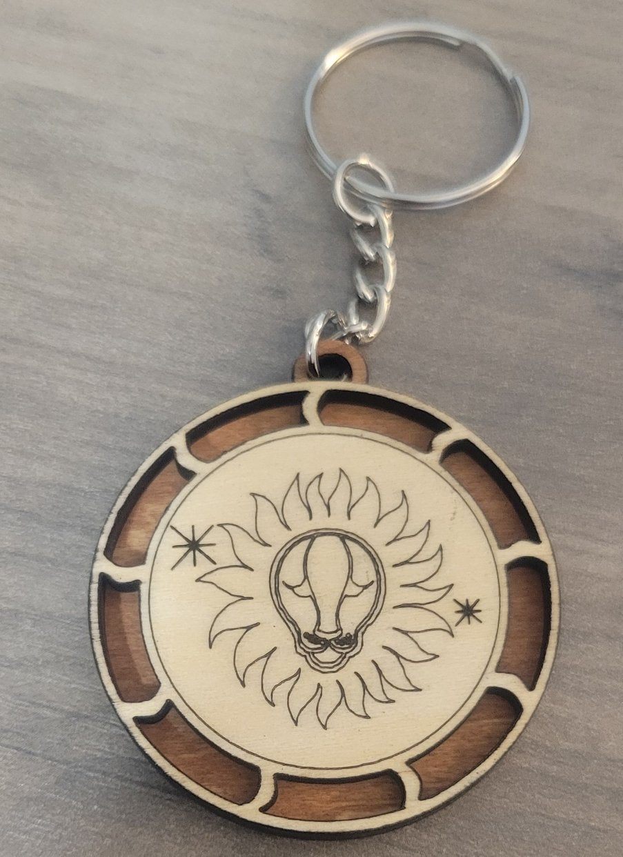 Wooden Two Layer Zodiac Keychain