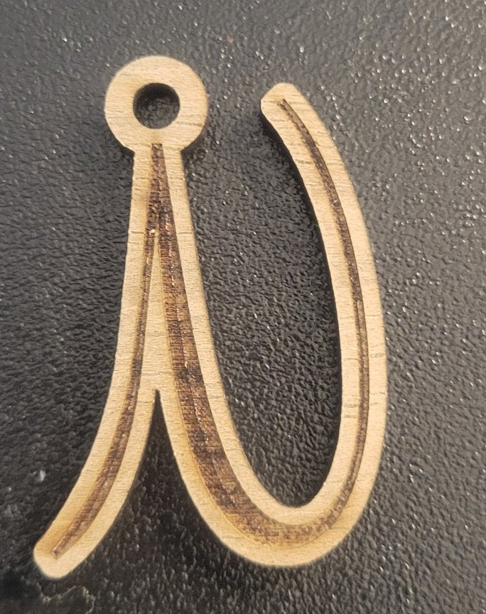 Cursive Walnut Engraved Initial Keychain