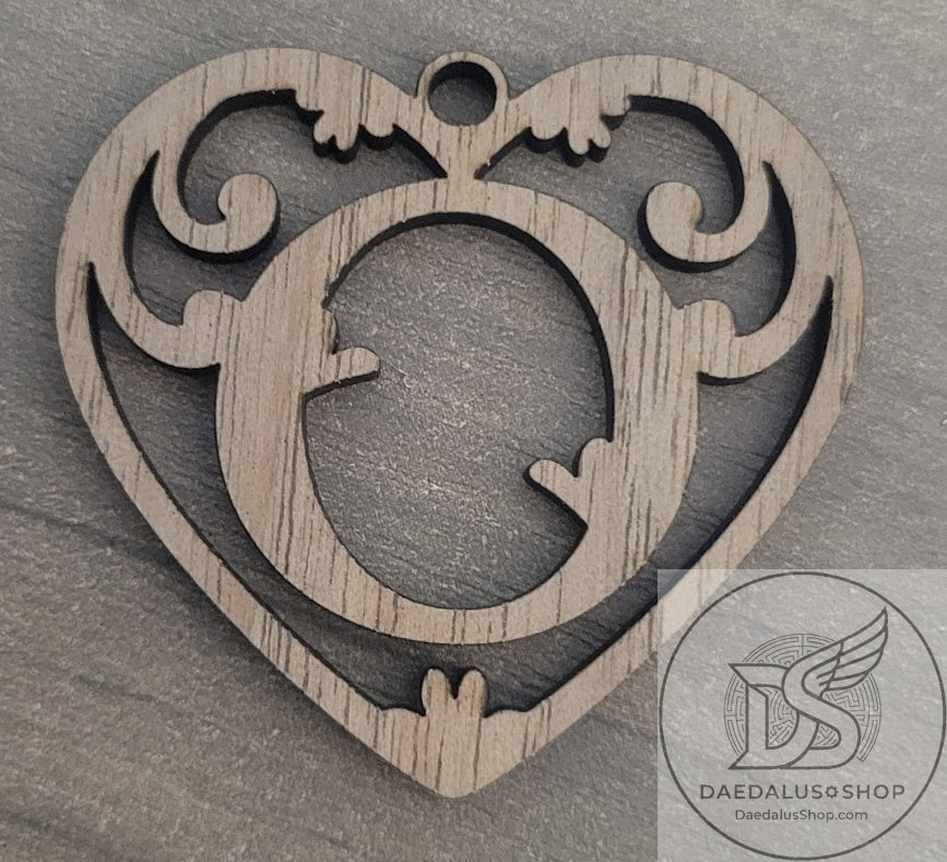 Personalized Initial Heart Keychain in Walnut