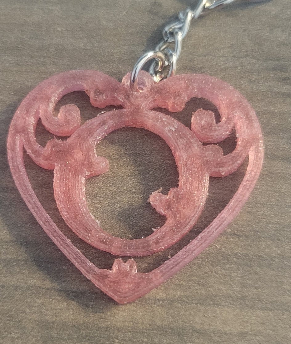 3D Printed Heart Shaped Monogram Keychain - Random Colors
