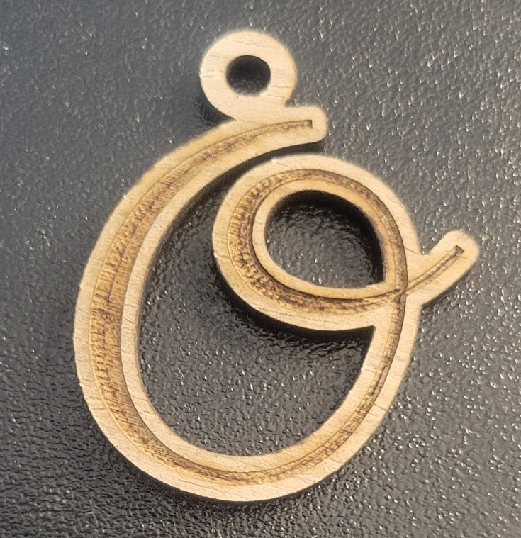 Cursive Walnut Engraved Initial Keychain