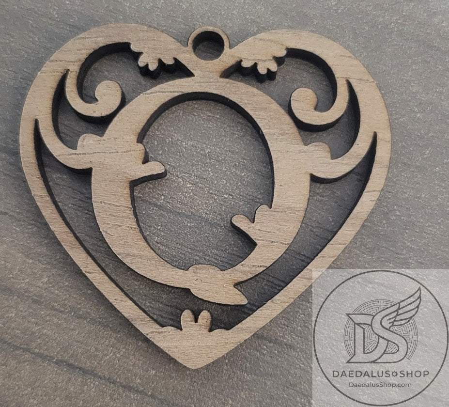 Personalized Initial Heart Keychain in Walnut