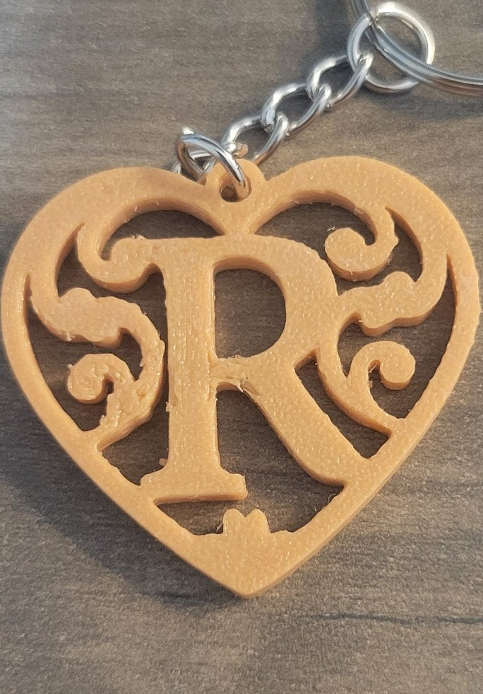 3D Printed Heart Shaped Monogram Keychain - Random Colors