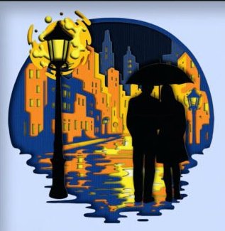 Rainy Night Cityscape 3D Shadow Frame