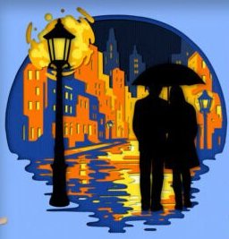 Rainy Night Cityscape 3D Shadow Frame