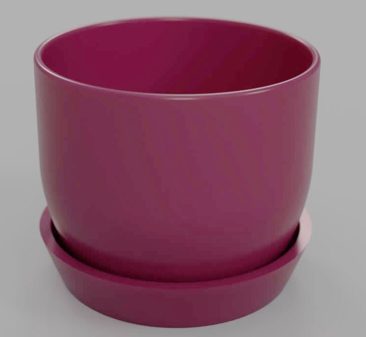 Rounded Plant Pot with Tray - 3D Printed - 3 Sizes