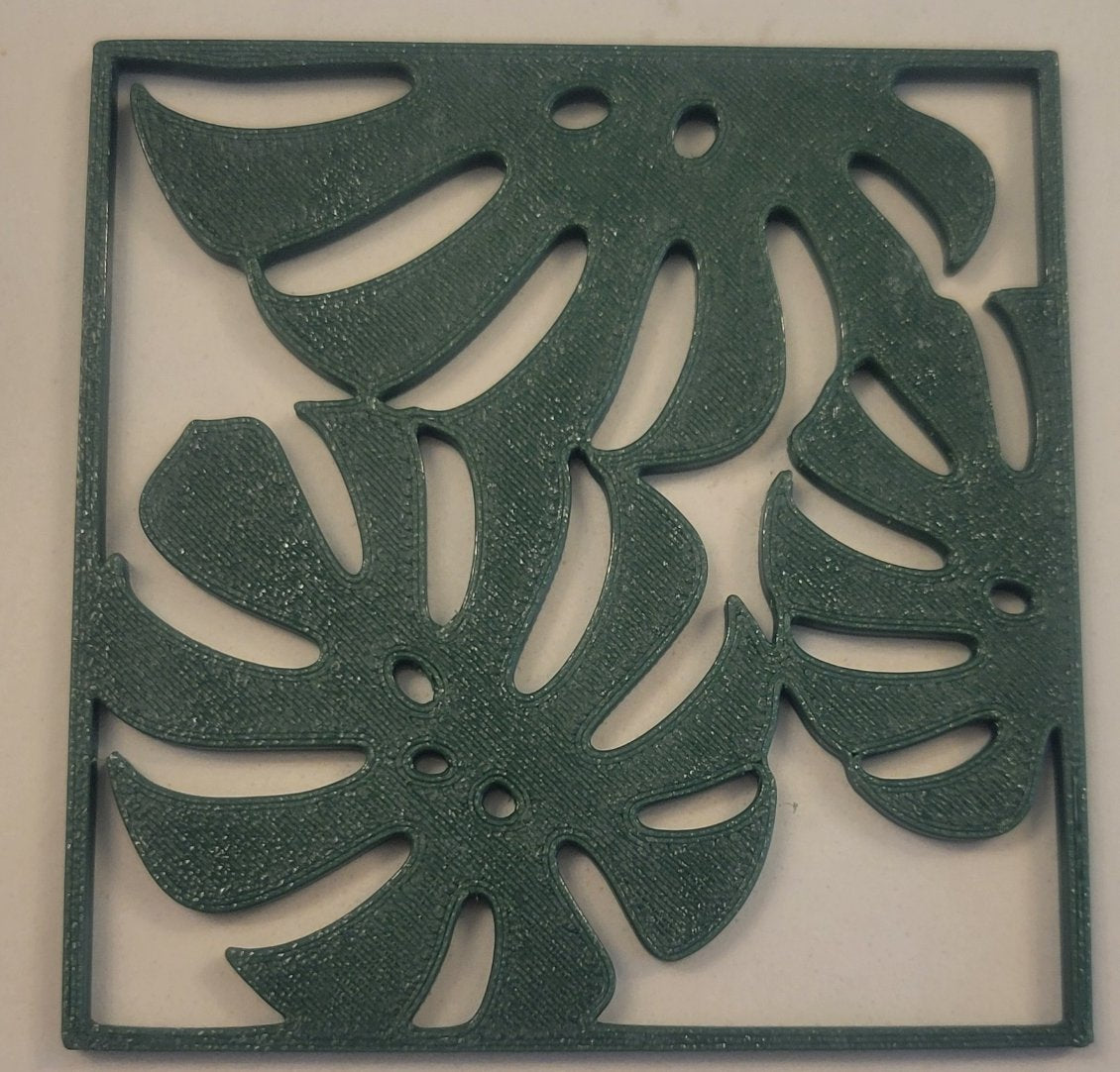 Monstera Themed 3D Printed Coaster Set of 4
