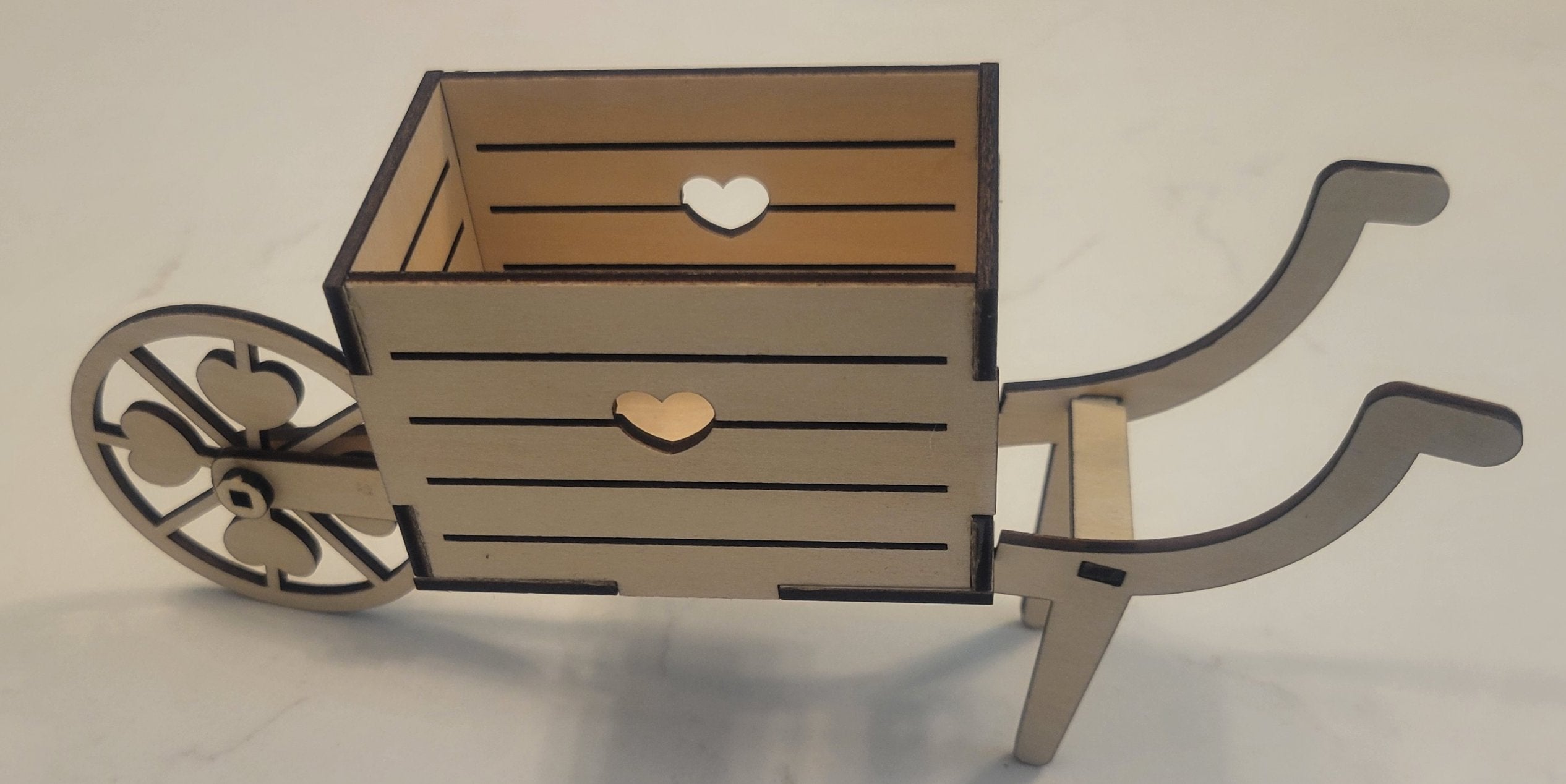 Wooden Laser Cut Single Wheel Push Cart Kit