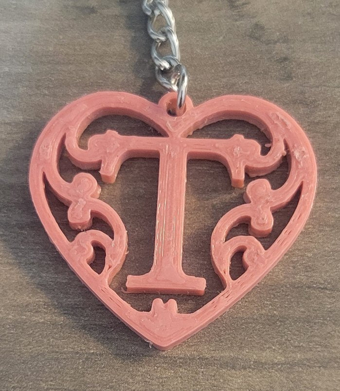 3D Printed Heart Shaped Monogram Keychain - Random Colors