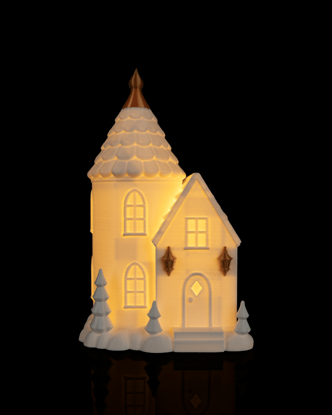 Holiday Village Lighted Turret House 3D Printed 2 Colors