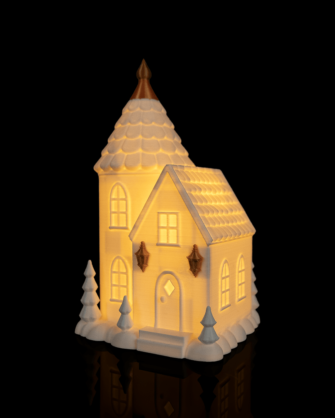 Holiday Village Lighted Turret House 3D Printed 2 Colors