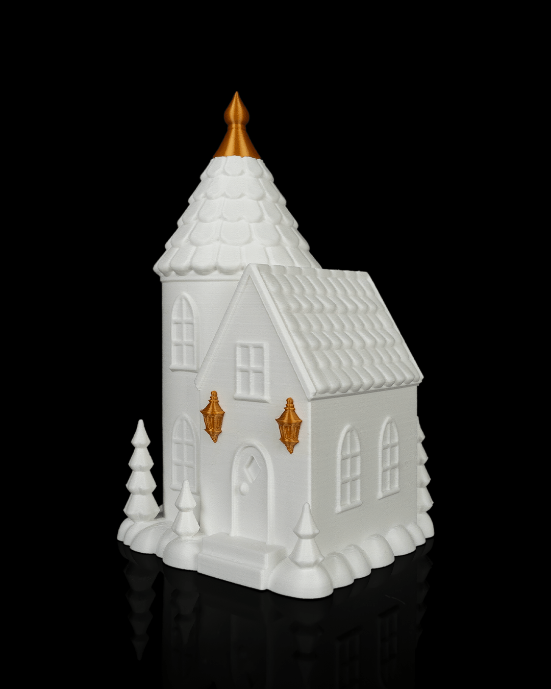 Holiday Village Lighted Turret House 3D Printed 2 Colors