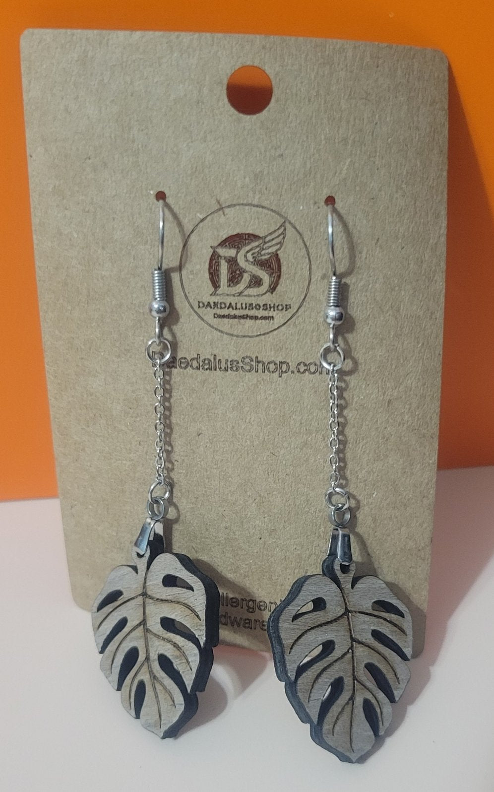 Pendientes de nuez de hoja - 28mm x 25mm