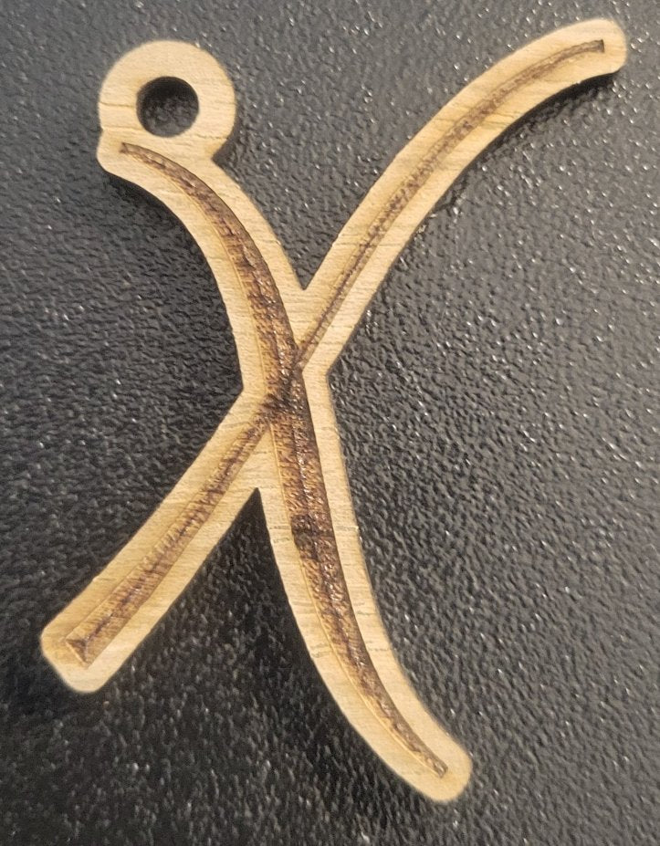 Cursive Walnut Engraved Initial Keychain