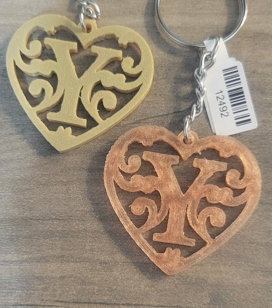 3D Printed Heart Shaped Monogram Keychain - Random Colors