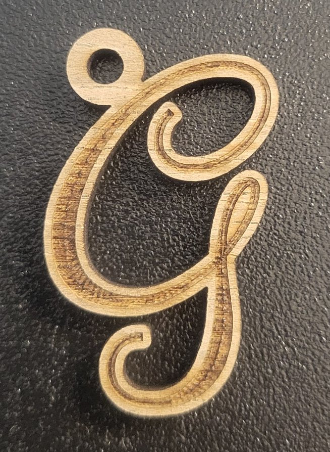 Cursive Walnut Engraved Initial Keychain